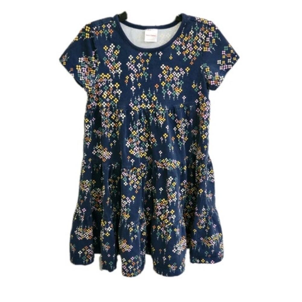 Hanna Andersson Girls Twirl Power Dress‎ Size 6-7 Navy Blue 100% Cotton
